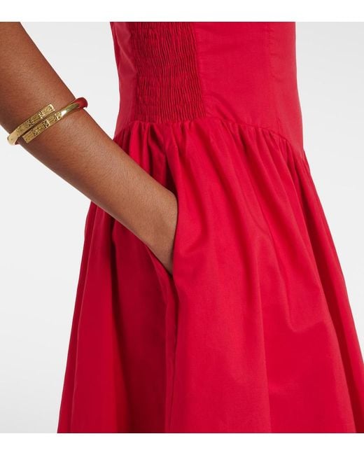 Faithfull The Brand Red Prali Cotton Midi Dress