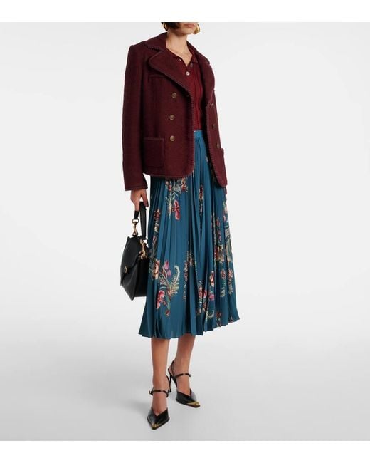 Etro Purple Double-Breasted Wool And Mohair Jacket
