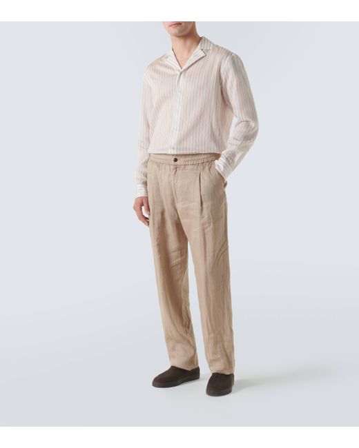 Pantalon chino en lin Giorgio Armani pour homme en coloris Natural