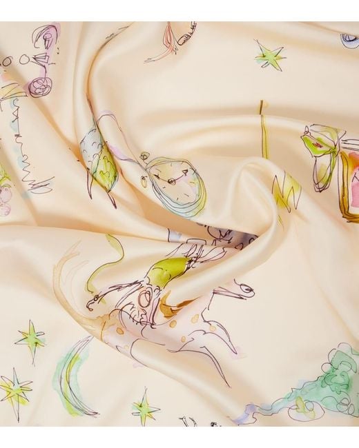 ALÉMAIS Metallic Court Printed Silk Scarf