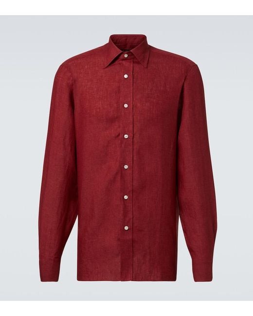 Rubinacci Red Linen Shirt for men