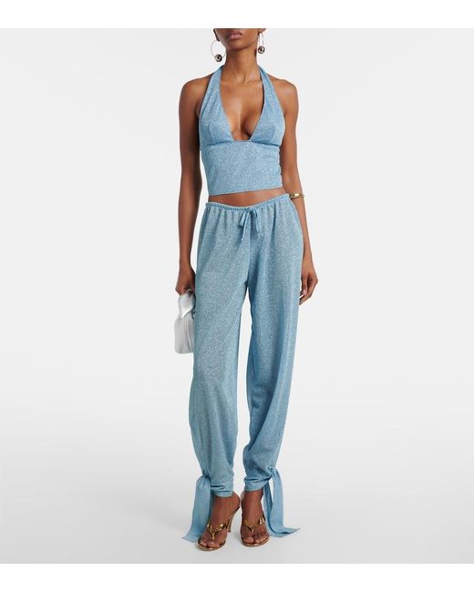 Oseree Blue Lumiere Halterneck Top
