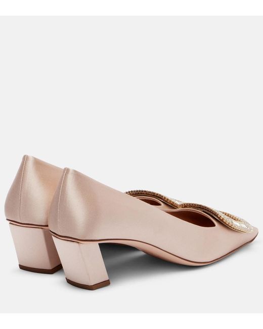 Roger Vivier Brown Belle Vivier 45 Embellished Satin Pumps
