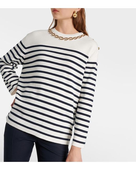 Valentino Blue Embroidered Cotton Sweater