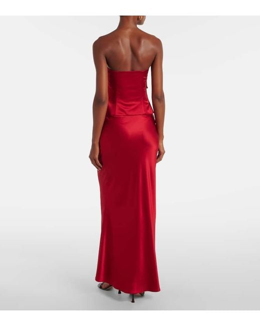Bustier De Charmeuse De Seda Drapeado The Sei de color Red