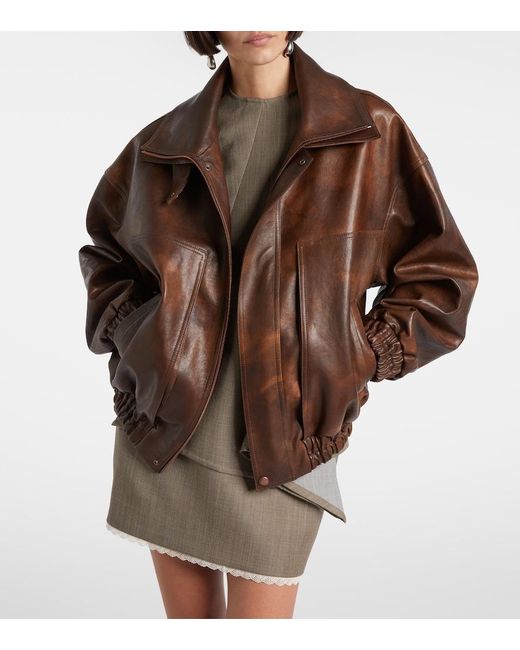 Magda Butrym Brown Leather Blouson Jacket