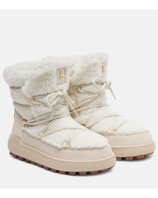 Bogner White Chamonix Snow Boots With Spikes