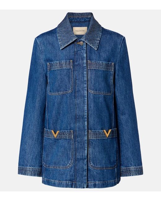 Valentino Blue Vgold Denim Field Jacket