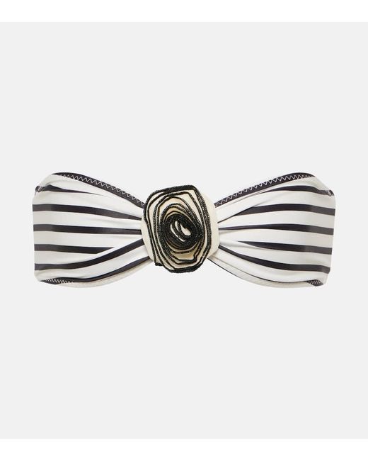 SAME Natural Rose Floral-Applique Bandeau Bikini Top