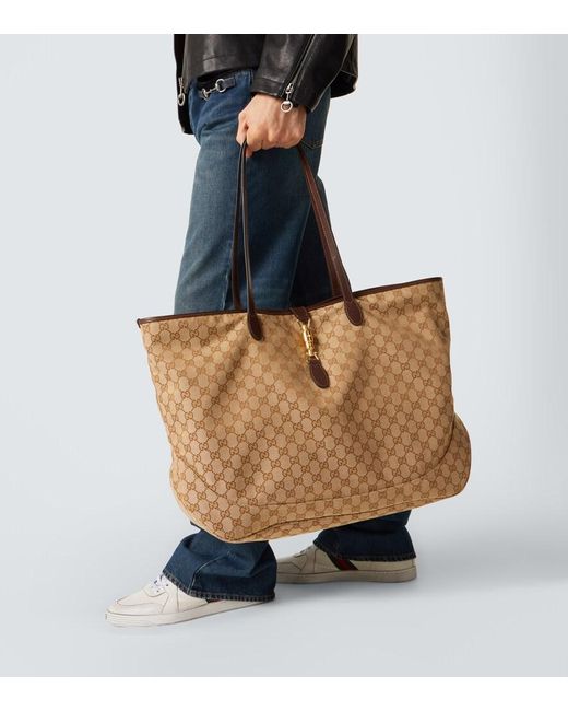 Gucci Natural Jackie Gg Canvas Large Tote Bag for men