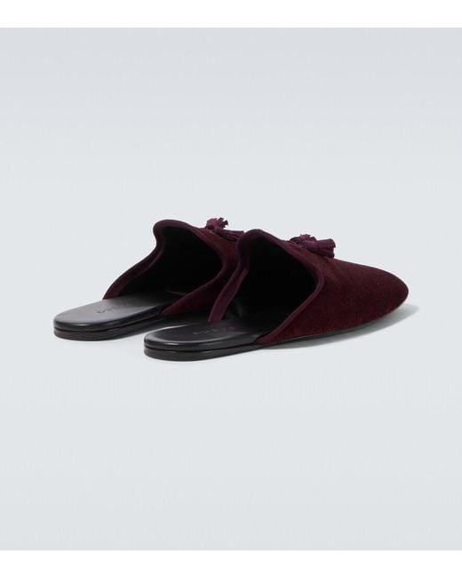 Gucci Red Tasseled Velvet Mules for men