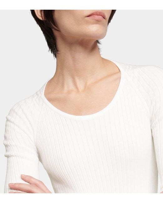 Alaïa White Ribbed-Knit Bodysuit