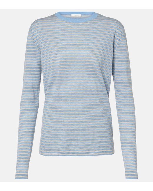 The Row Blue Juhi Striped Cotton And Cashmere Sweater