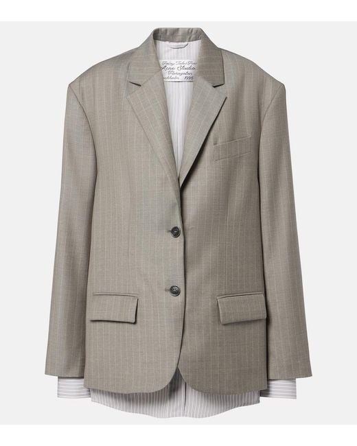 Acne Gray Striped Wool Jacket