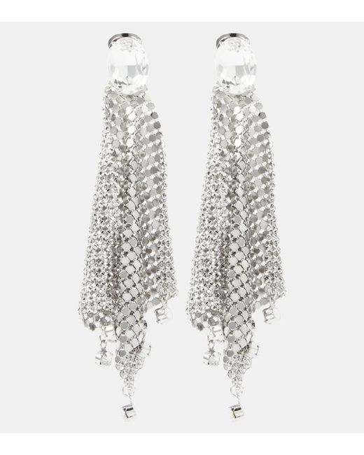 Rabanne White Crystal-embellished Chainmail Earrings