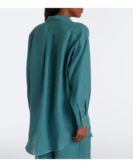 Eres Green Flashing Linen Shirt