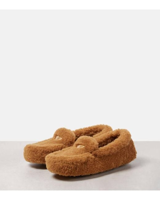 Prada Brown Shearling Driving Loafers