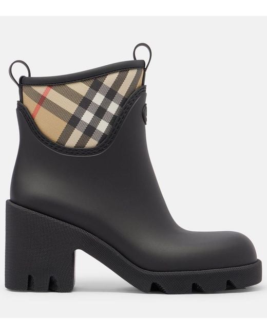 Stivaletti Da Pioggia Check di Burberry in Black