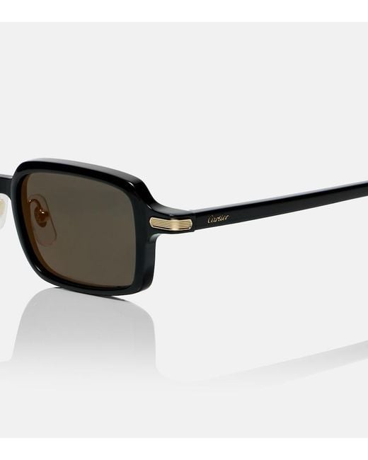 Cartier Brown Signature C Rectangular Sunglasses