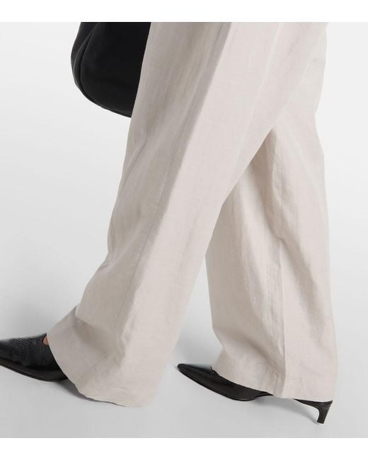 Vince White High-Rise Cotton-Blend Wide-Leg Pants