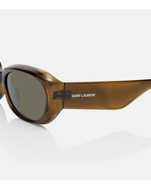 Saint Laurent Brown Sl Logo Rectangular Sunglasses