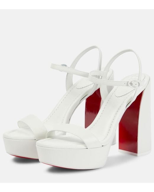 Christian Louboutin White Movida Jane 130 Leather Platform Pumps