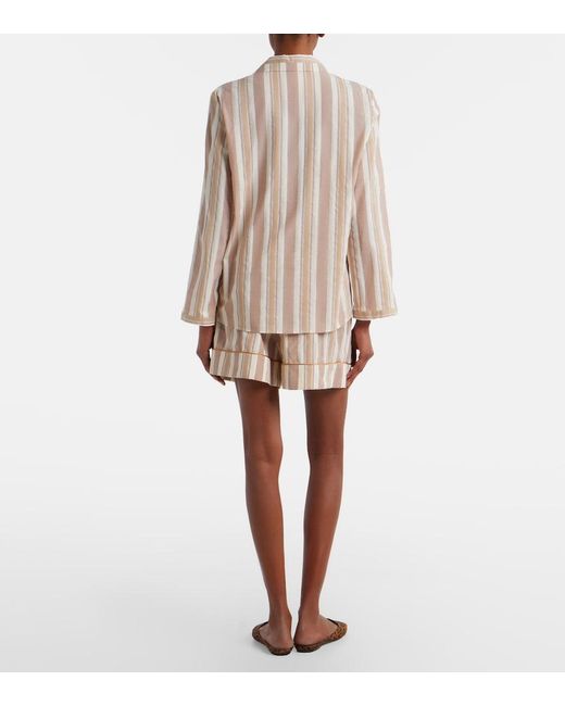 Saint Laurent Natural Striped Cotton Shorts