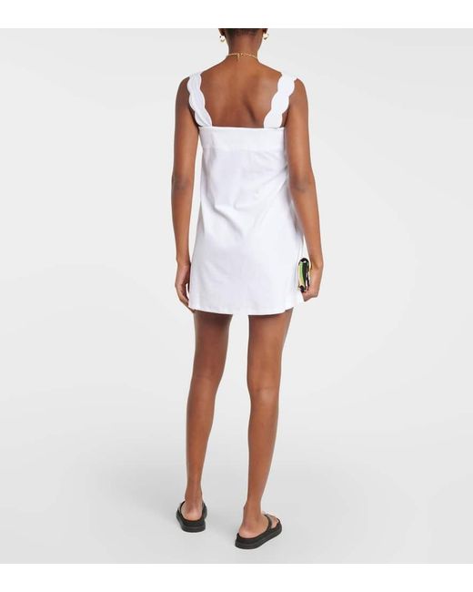 Vestido corto de algodon festoneado Marysia Swim de color White