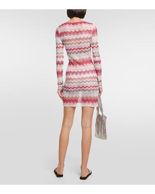 Vestido corto con diseño en zigzag Missoni de color Pink