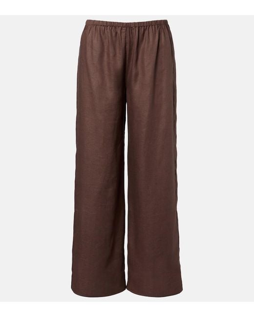Asceno Brown Austin Linen Wide-Leg Pants