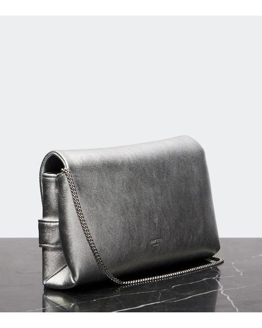 Jimmy Choo Gray Kya Metallic Leather Clutch