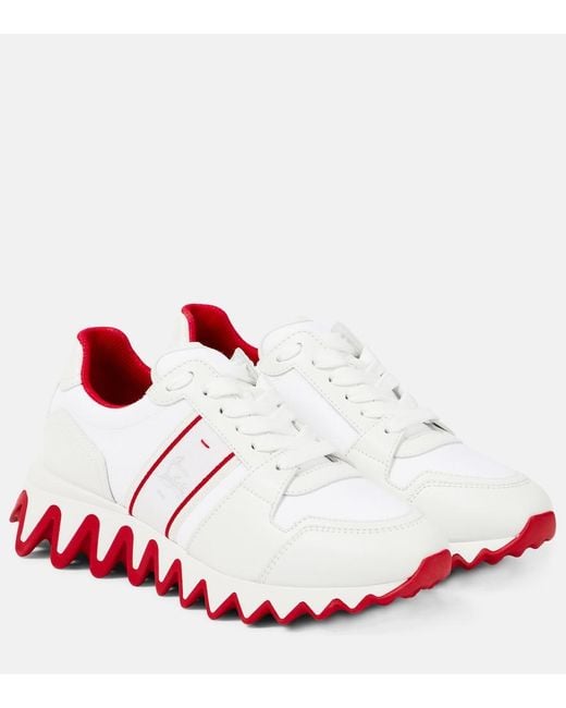Christian Louboutin Red Nastroshark Donna Leather And Canvas Sneakers