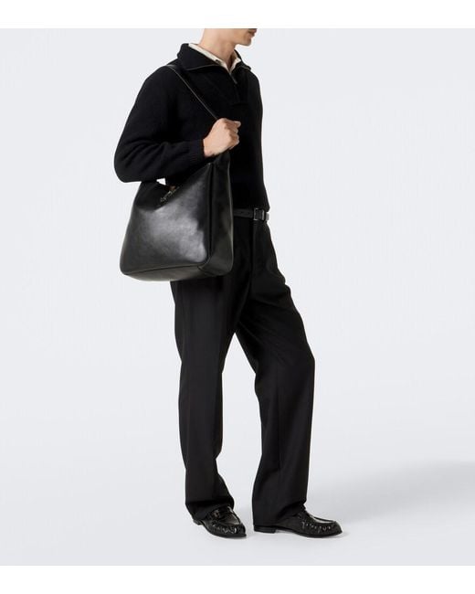 Saint Laurent Black Le 5 A 7 Maxi Leather Shoulder Bag for men