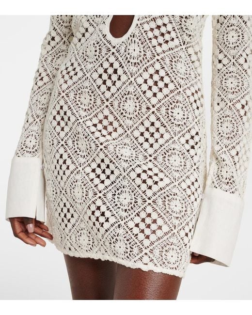 Sir White Rayure Crochet Cotton Minidress