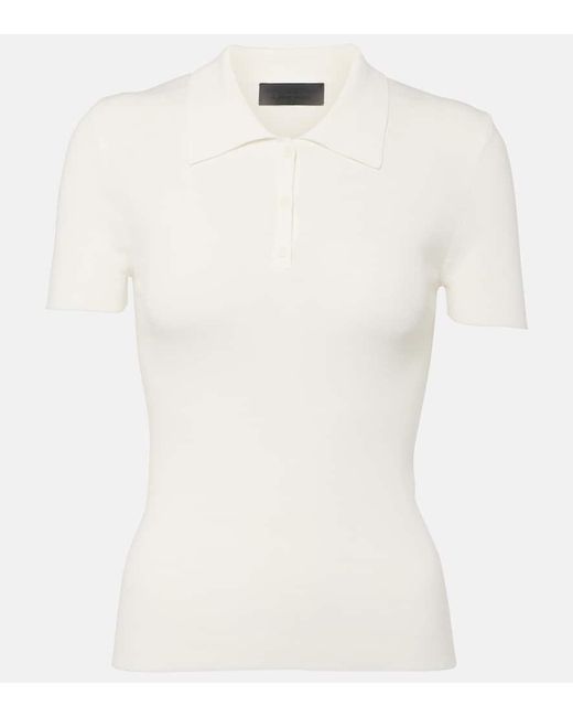 Nili Lotan White Ribbed-knit Cotton Polo Shirt