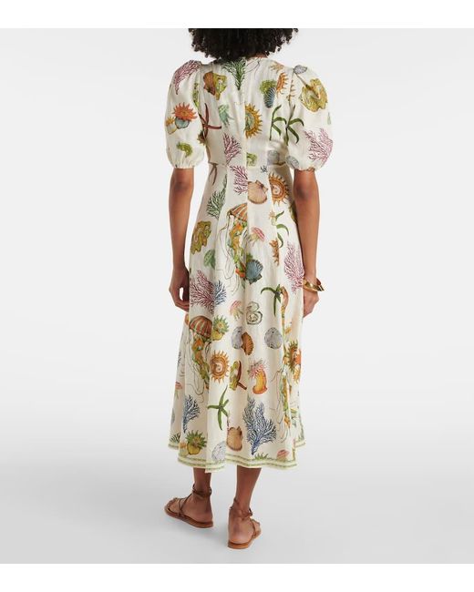 ALÉMAIS Metallic Midikleid Sea Aus Leinen