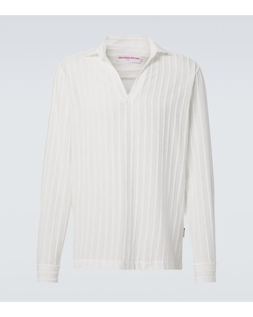 Orlebar Brown White Ridley Striped Polo Shirt for men