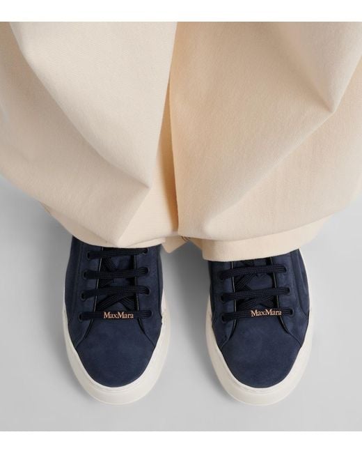 Max Mara Blue Suede Platform Sneakers