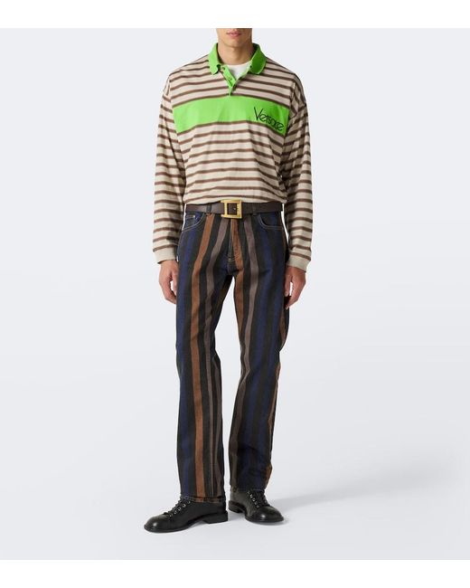 Jeans Rectos A Rayas Versace de hombre de color Gray