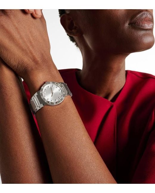 BVLGARI Metallic Uhr Lady Mit Diamanten Und Rubellit