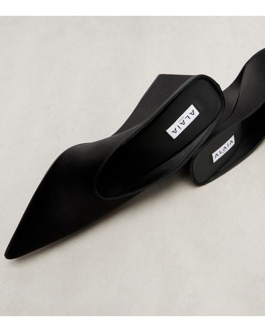 Alaïa Black Cube 75 Suede Wedge Mules