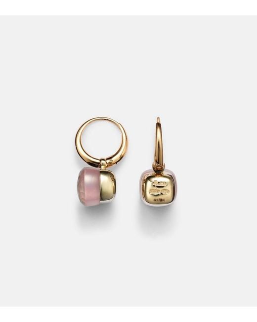 Pomellato Pink Nudo Petit 18kt Rose And White Gold Earrings With Rose Quartz