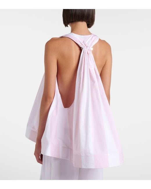 Jacquemus White Norma Striped Cotton Poplin Top