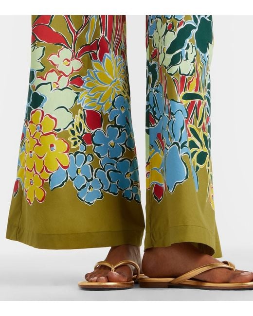 ALÉMAIS Blue Solstice Cotton-Blend Wide-Leg Pants