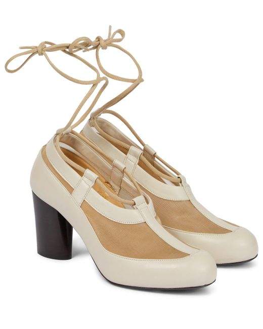white mesh pumps