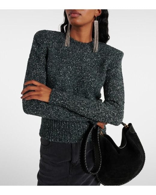 Isabel Marant Gray Kalogb Off-Shoulder Sweater
