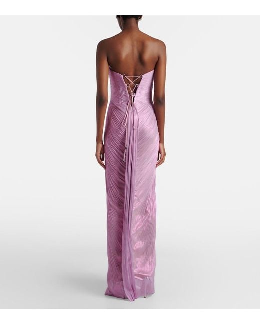 Maria Lucia Hohan Purple Stephanie Silk Tulle Bustier Gown