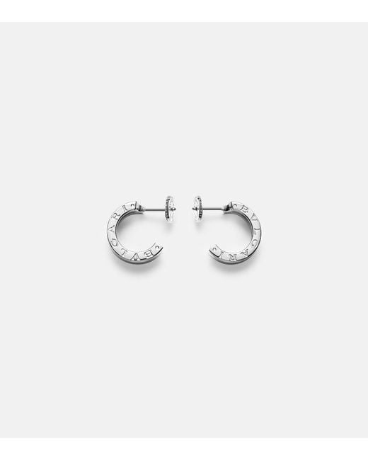 BVLGARI White B.Zero1 18Kt Hoop Earrings With Diamonds