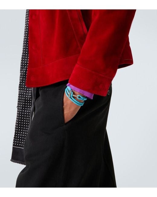 Tom Ford Blue T Braided Leather Bracelet for men
