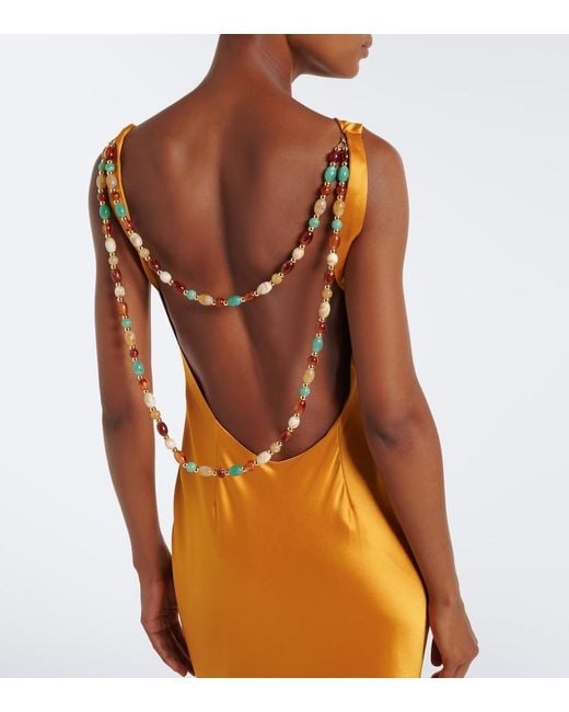 retroféte Metallic Keryn Embellished Satin Gown